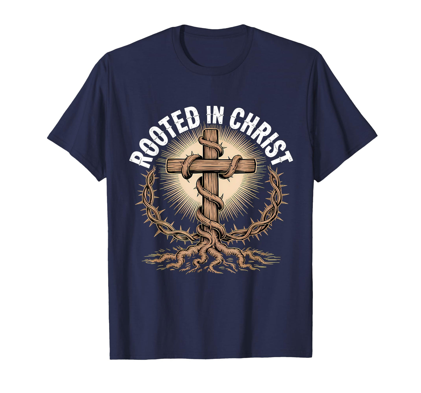 Rooted in Christ Jesus Cross Christian Faith T-Shirt