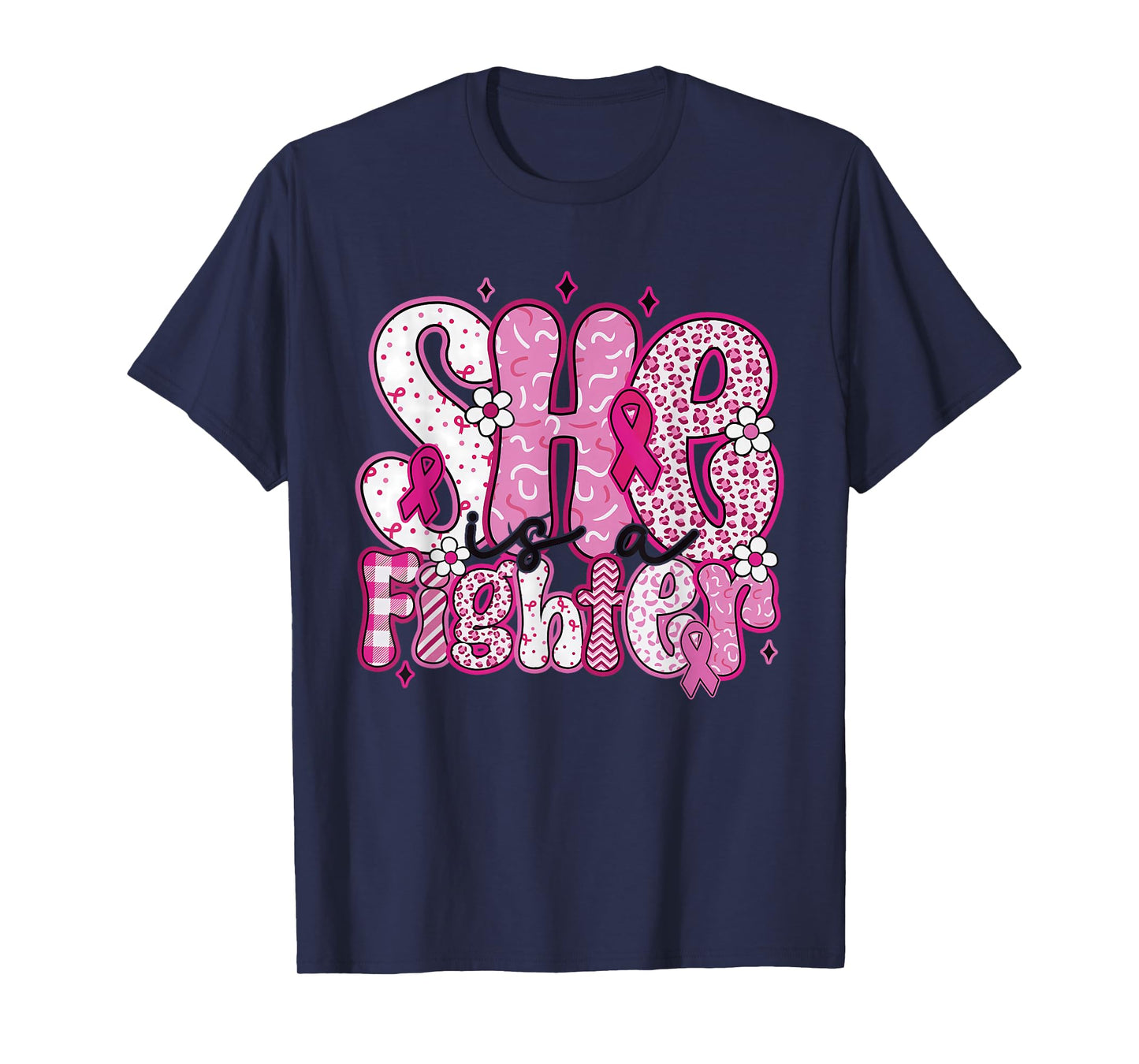 She is A Fighter Breast Cancer Wear Pink Warrior Christian T-Shirt