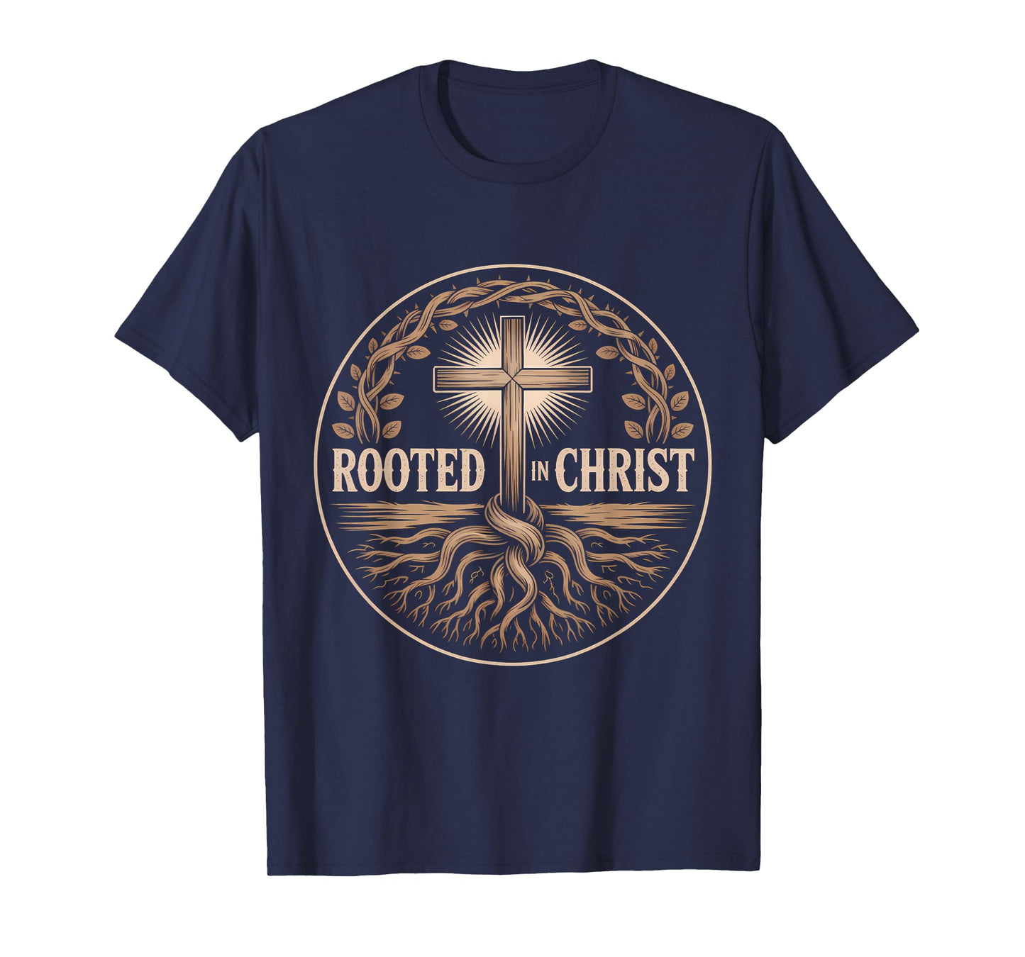 Rooted in Christ Christian Faith Jesus Cross T-Shirt