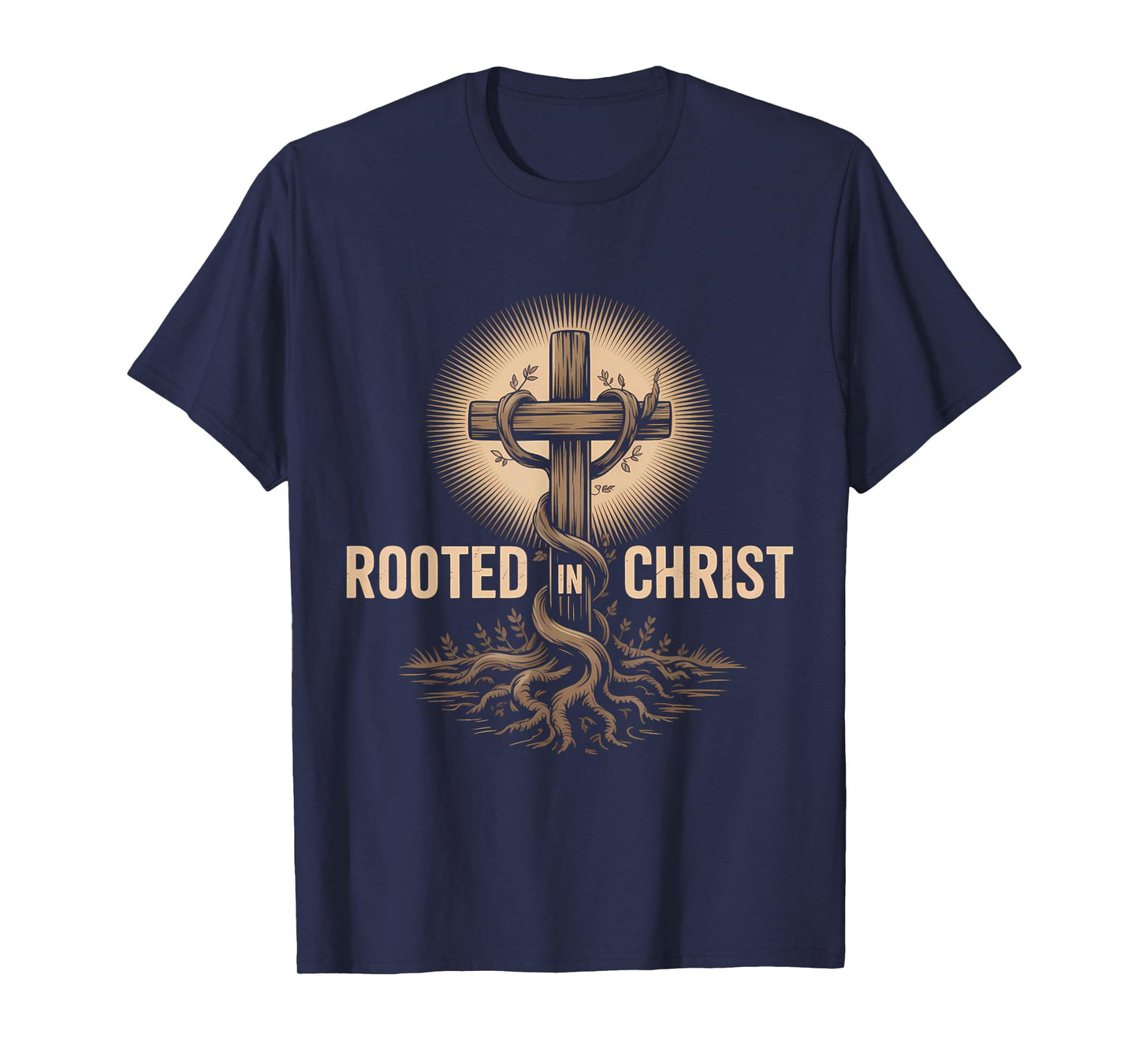 Rooted in Christ Christian Faith Jesus Cross T-Shirt