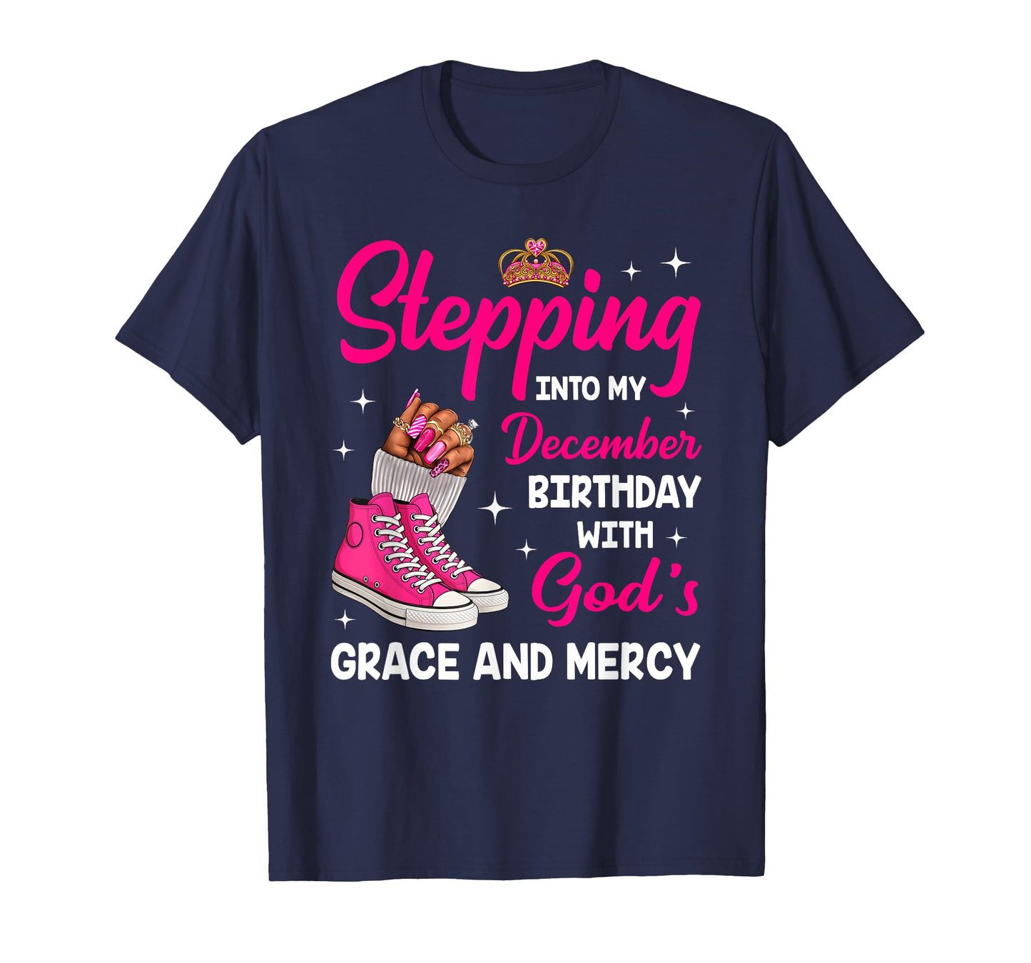 Stepping Into My December Birthday Afro Woman Melanin Queen T-Shirt