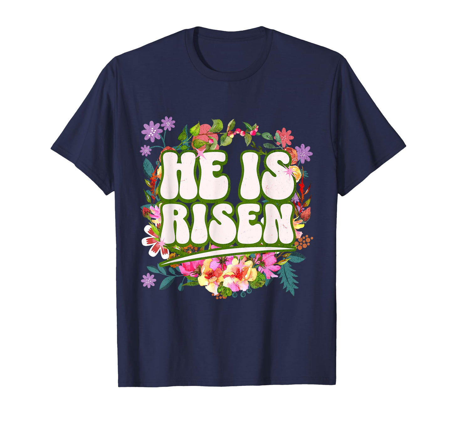 Retro Groovy Easter He Is Risen Christian Women Girls Kids T-Shirt