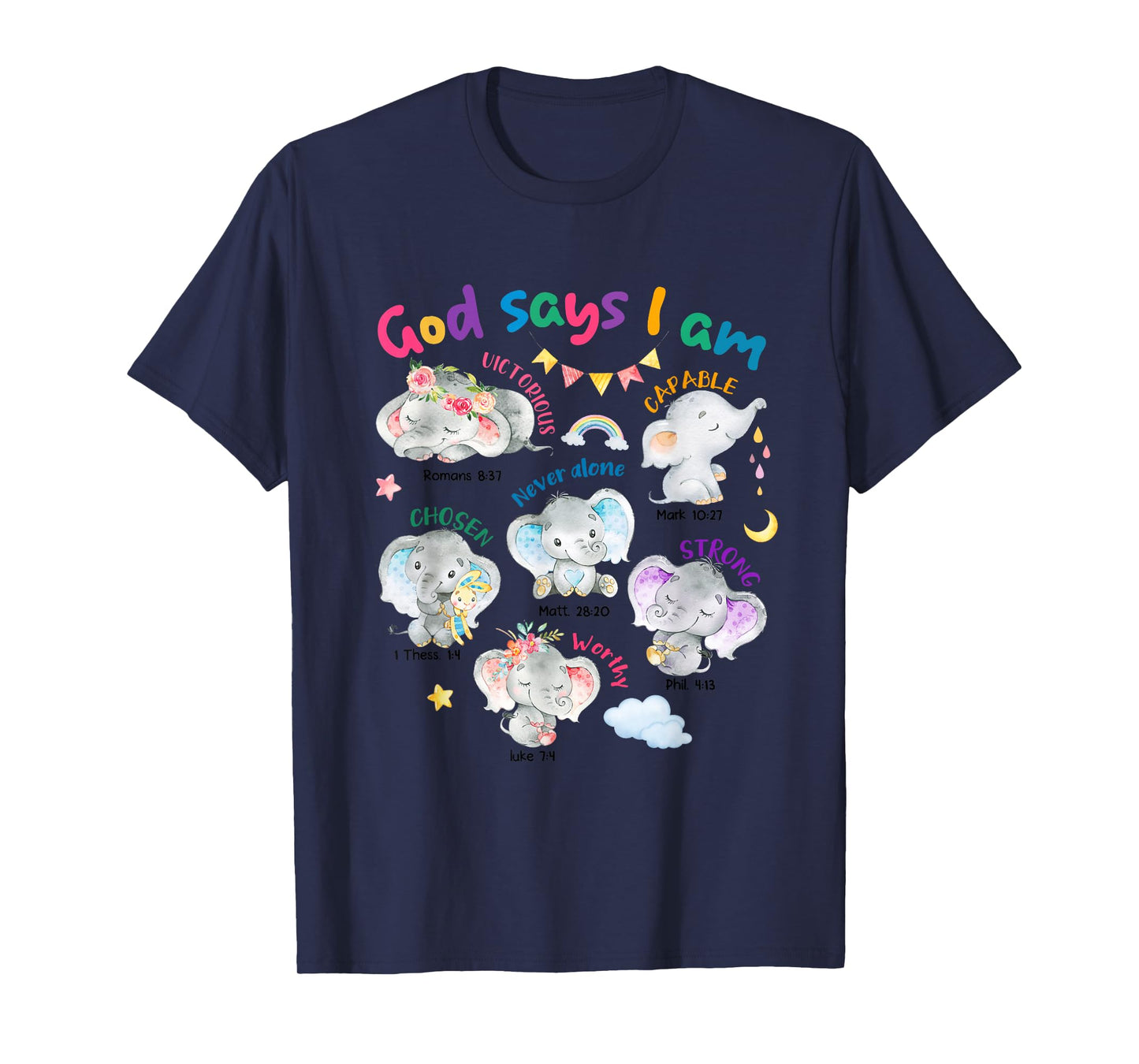God Says I Am Cute Elephant Bible Verse Kids Toddler Girls T-Shirt