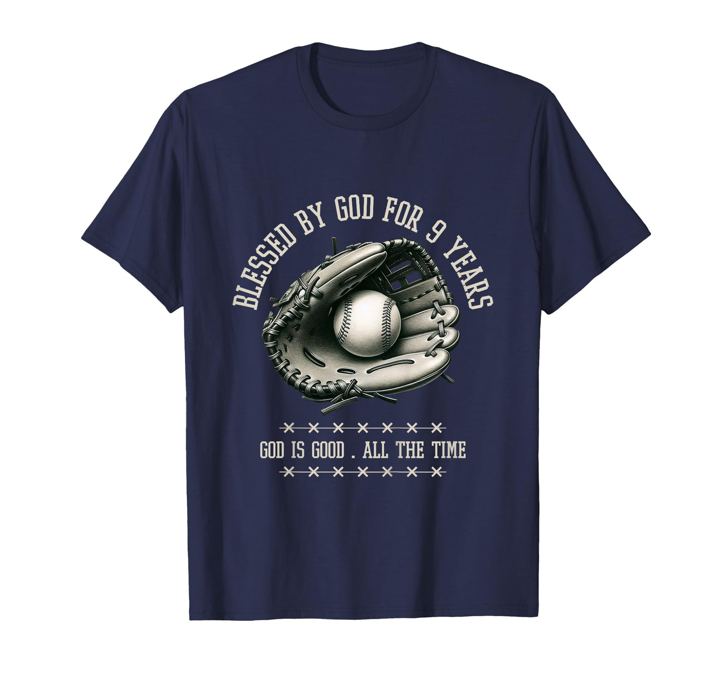 Kids Blessed by God for 9 Years Old Baseball 9th Birthday Gifts T-Shirt