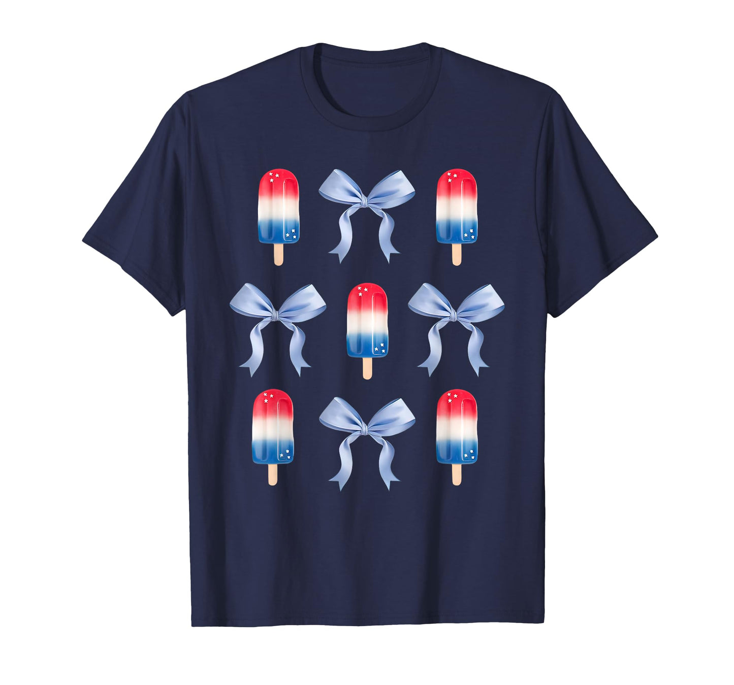 Coquette Bow Preppy 4th Of July Popsicle Bow Girl Women T-Shirt