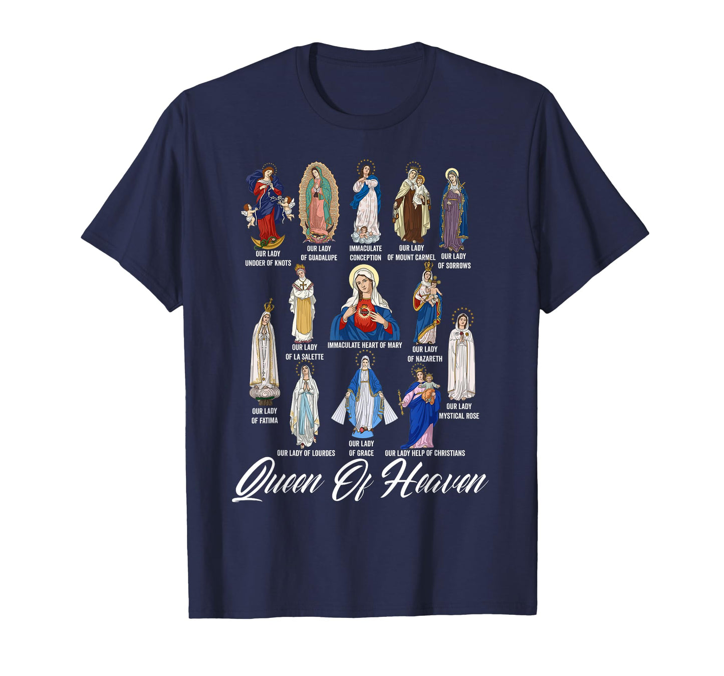 Our Lady The Blessed Mother Latin Marian Titles Catholic T-Shirt