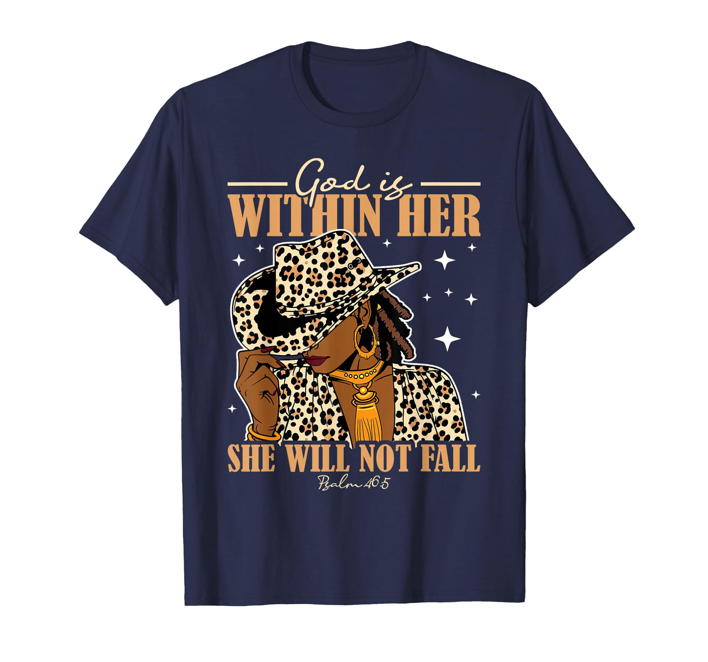 God Is Within Her She Will Not Fall Black Cowgirl Christian T-Shirt