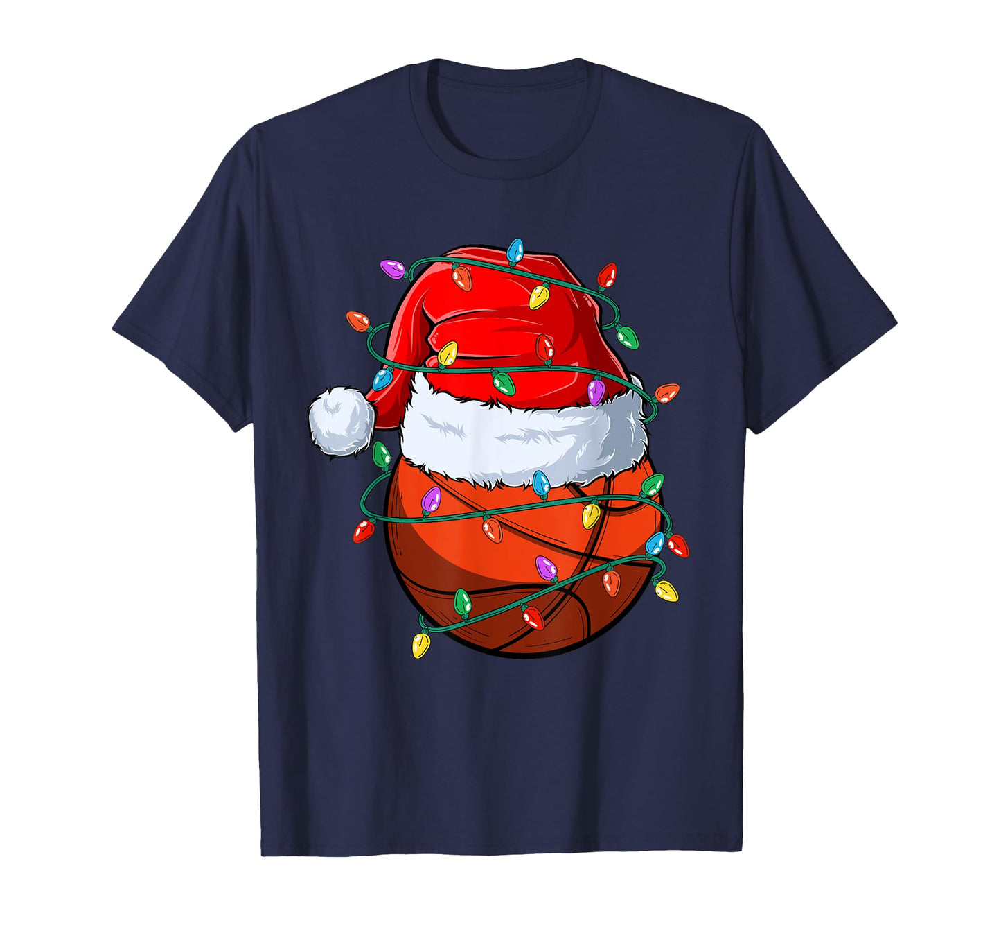 Christmas Basketball Xmas Santa Sports Hat Ball Kids Boy Men T-Shirt