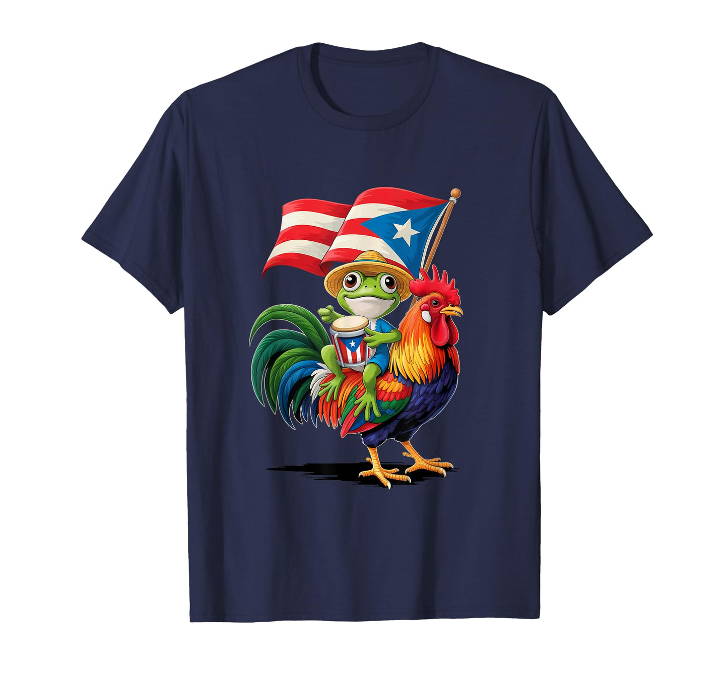 Coqui Frog Puerto Rican Flag Boricua Rooster Taino T-Shirt