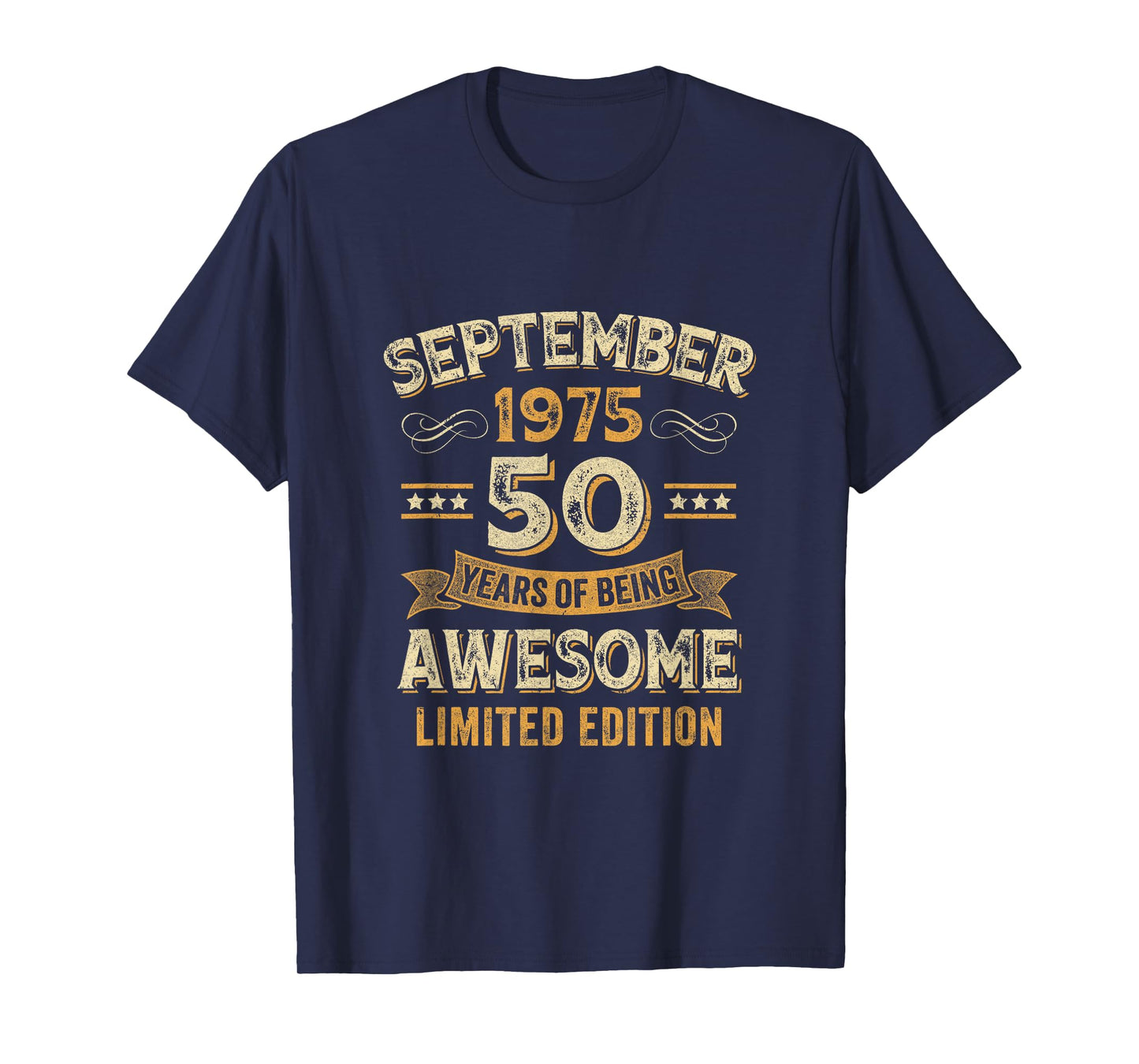50 Years Awesome Vintage September 1975 50Th Birthday T-Shirt