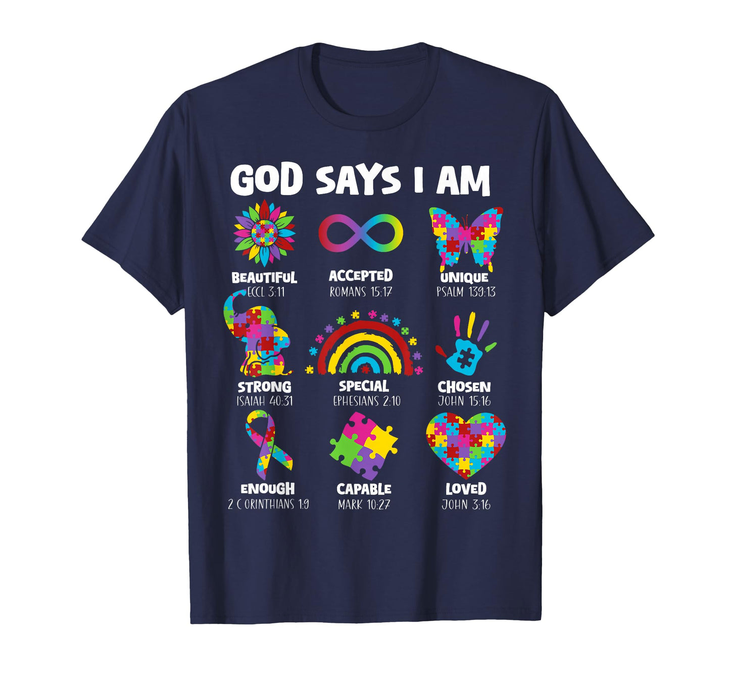 God Says I Am Autism Christian Boy Girl Kid Autism Awareness T-Shirt