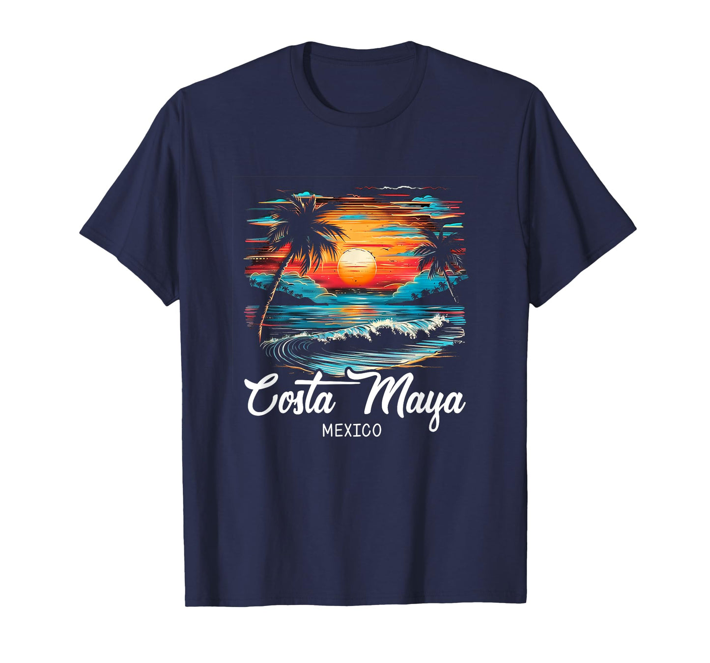 Family Vacation Retro Sunset Mexico Costa Maya T-Shirt