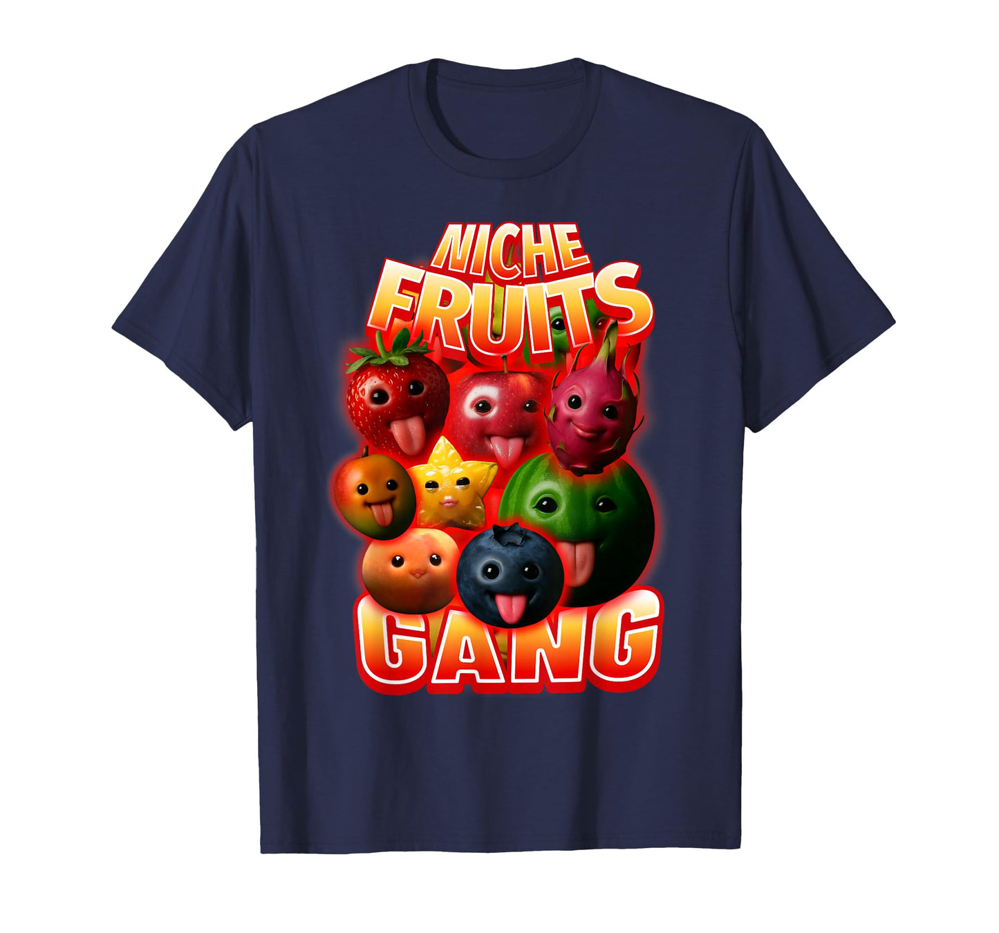 Funny Silly AI Fruits gen z Meme BrainRot Niche Fruits Gang T-Shirt