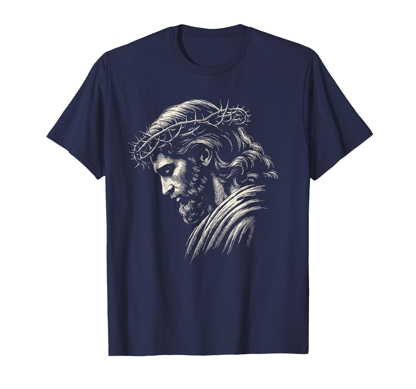 Retro Jesus Christ Face with Crown of Thorns God Bible T-Shirt