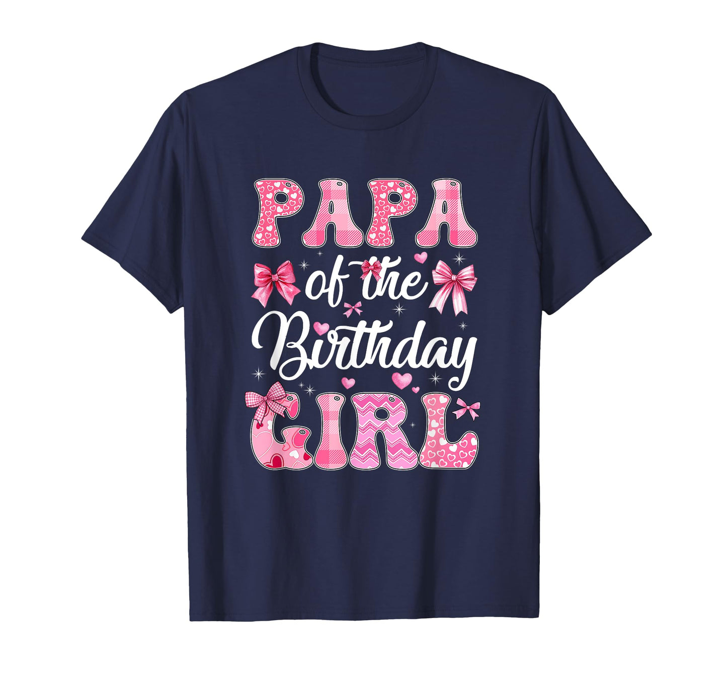 Papa Of The Birthday Girl Family Pink Coquette Bow T-Shirt