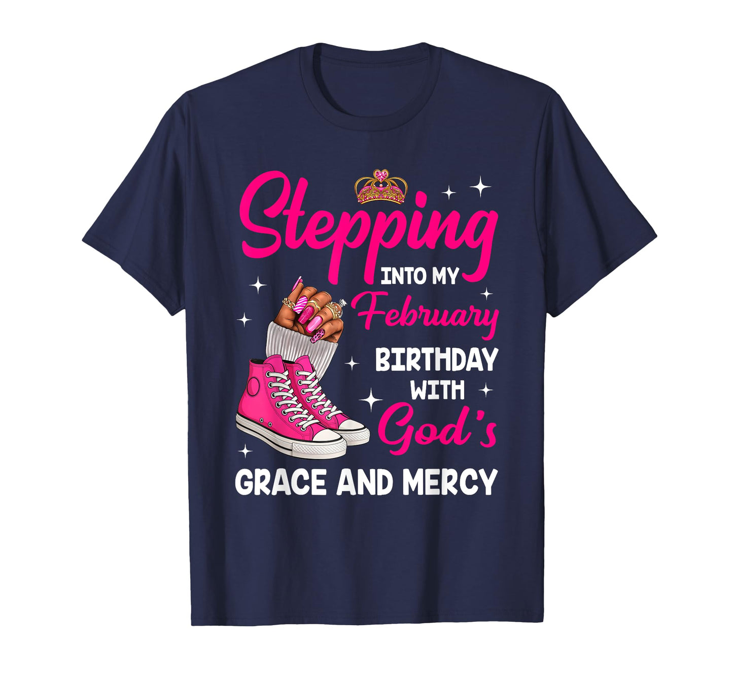 Stepping Into My February Birthday Afro Woman Melanin Queen T-Shirt