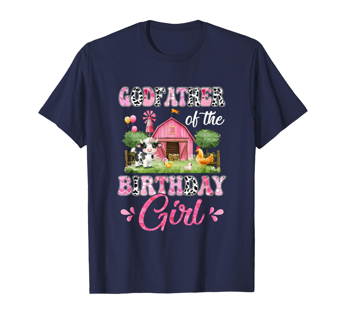 Godfather Of The Birthday Girl 1St Birthday Cow Farm Family T-Shirt