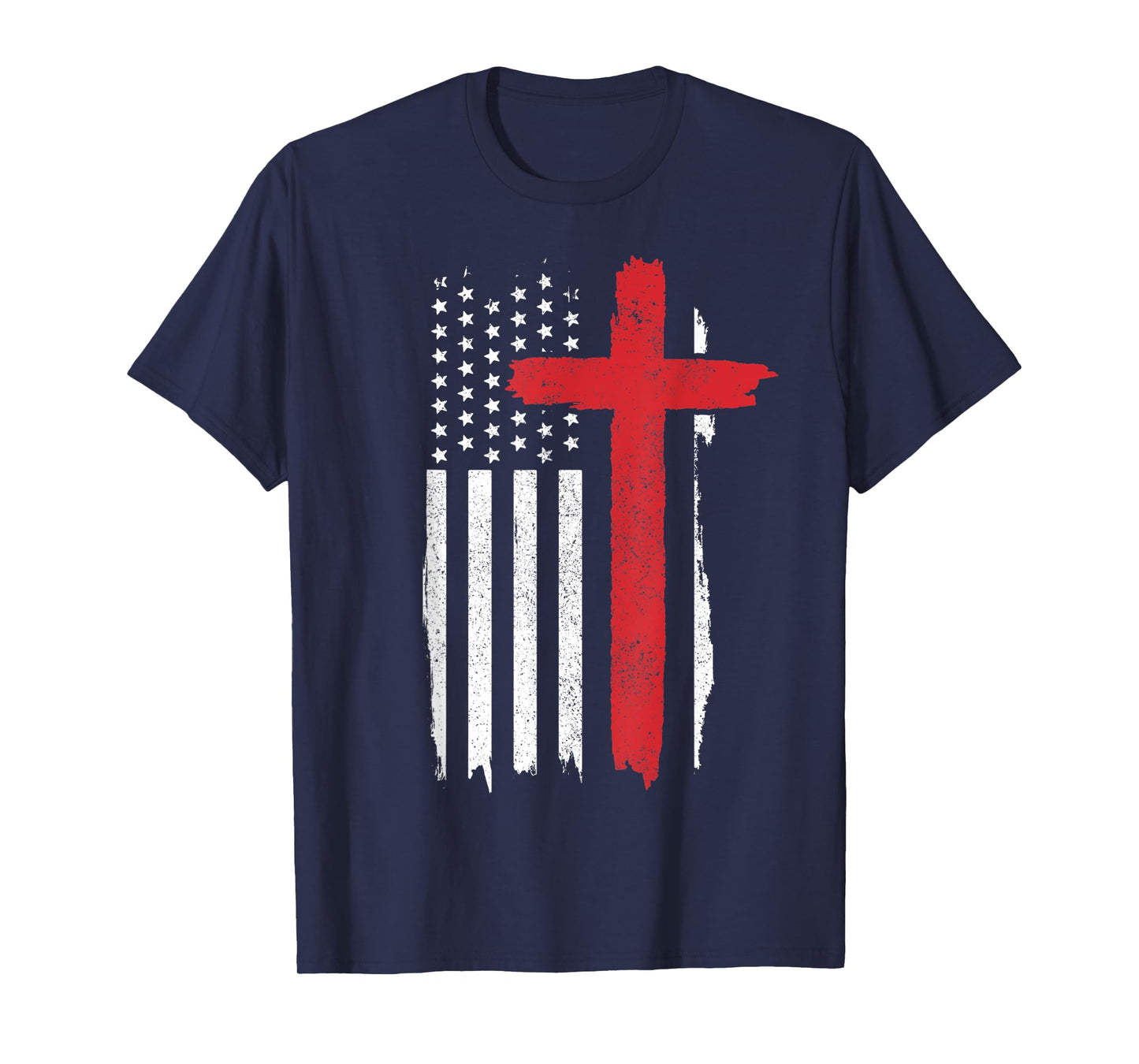 Patriotic Christian American Flag Cross Jesus Religious T-Shirt for Women Men
