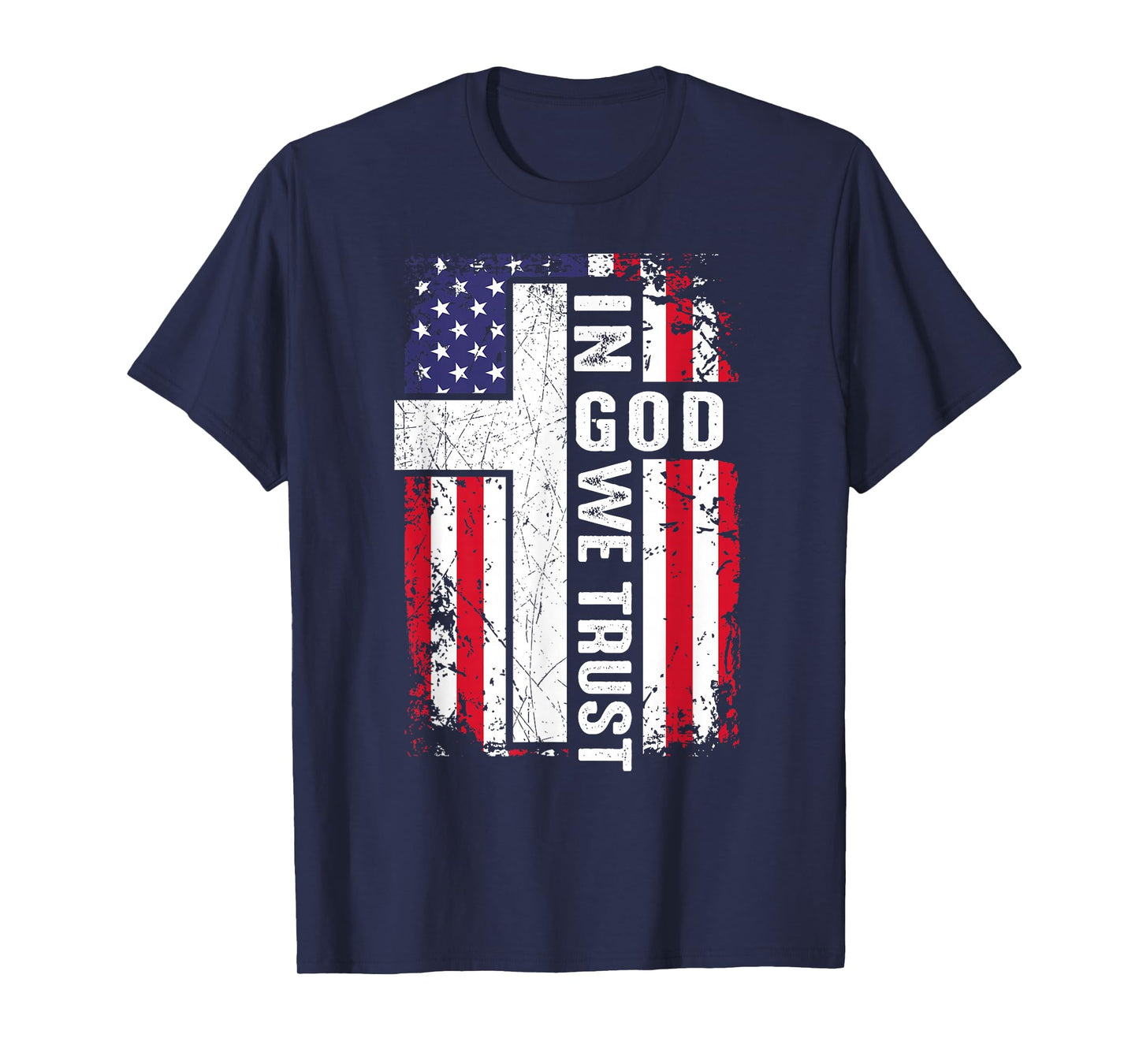 Mens In God We Trust American Flag Christian Patriotic Faith T-Shirt