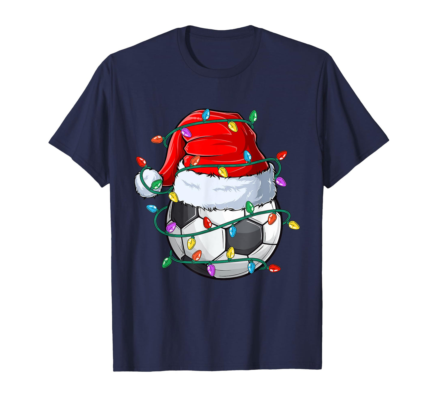 Christmas Soccer Xmas Santa Sports Hat Ball Kids Boys Men T-Shirt