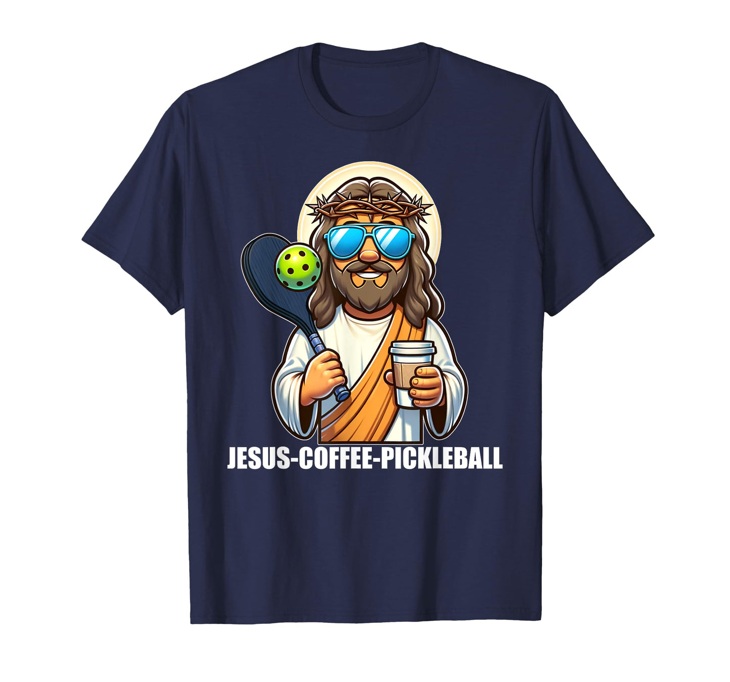 Jesus Coffee Picklenall Funny Christian Pickleball Lovers T-Shirt, Small, Black