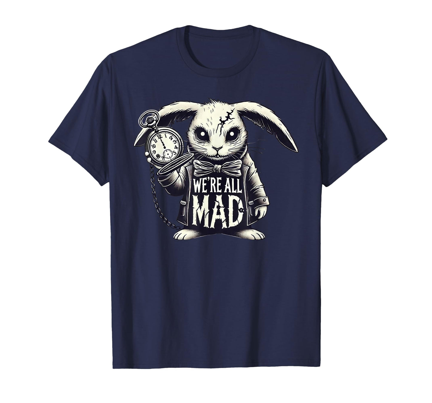 Alice in Wonderland - We're All Mad White Rabbit Mad Hatter T-Shirt