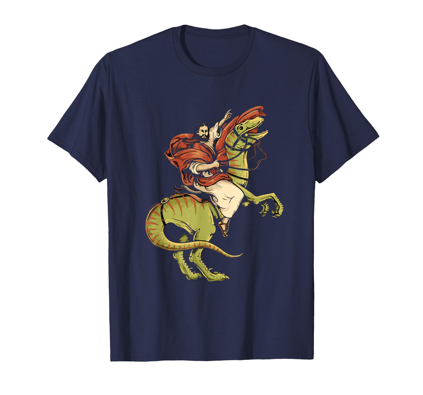 Jesus Riding Dinosaur Velociraptor funny jesus christ T-Shirt