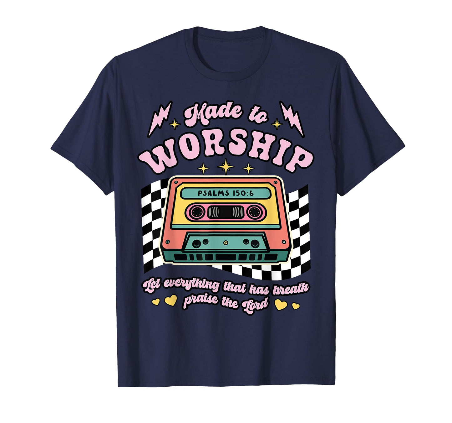 Retro Cassette Made to Worship Christian Music Bible Faith T-Shirt