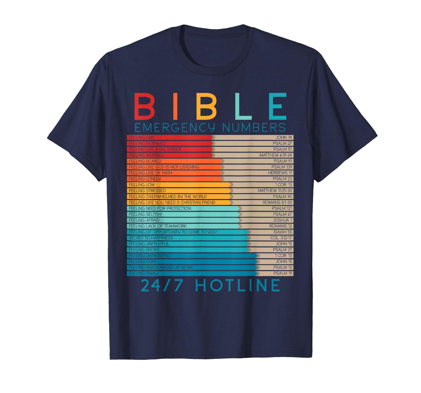 Bible Emergency Hotline Numbers Bible Verse Scripture T-Shirt