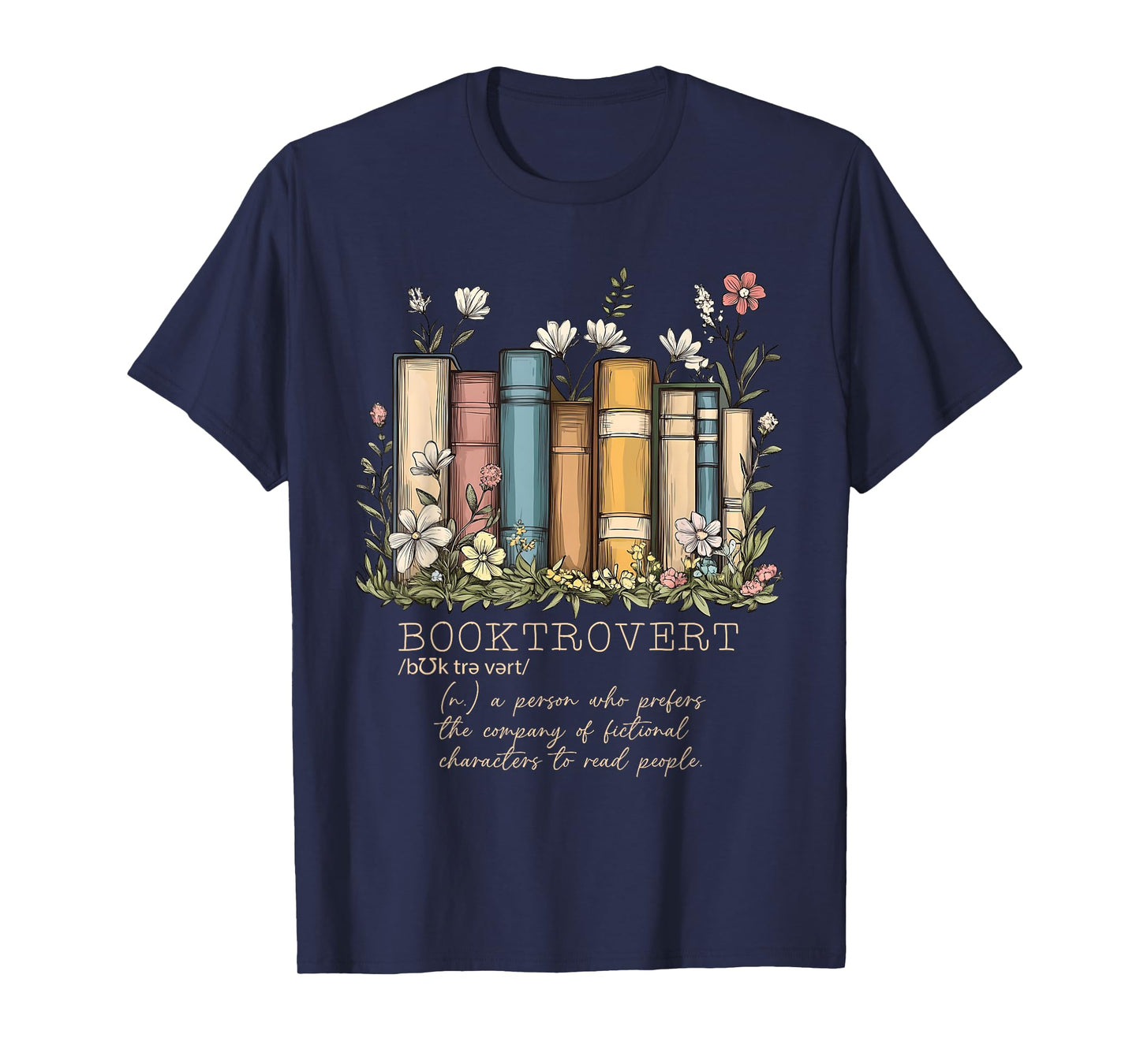 Floral Booktrovert Definition Bookworm Reading Book Lovers T-Shirt