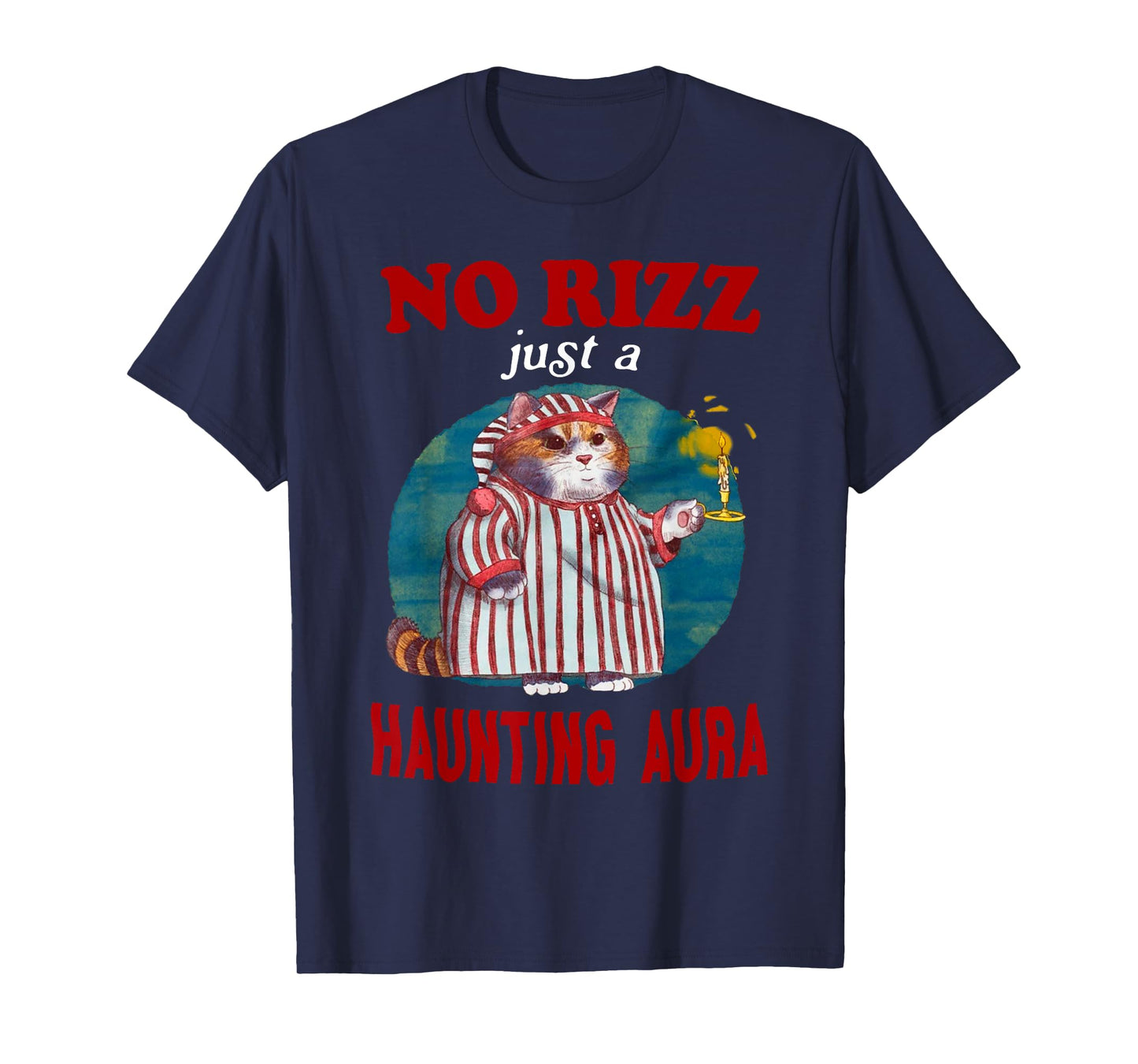Retro Vintage No Rizz Just A Haunting Aura Funny Cat Meme T-Shirt for Men Women