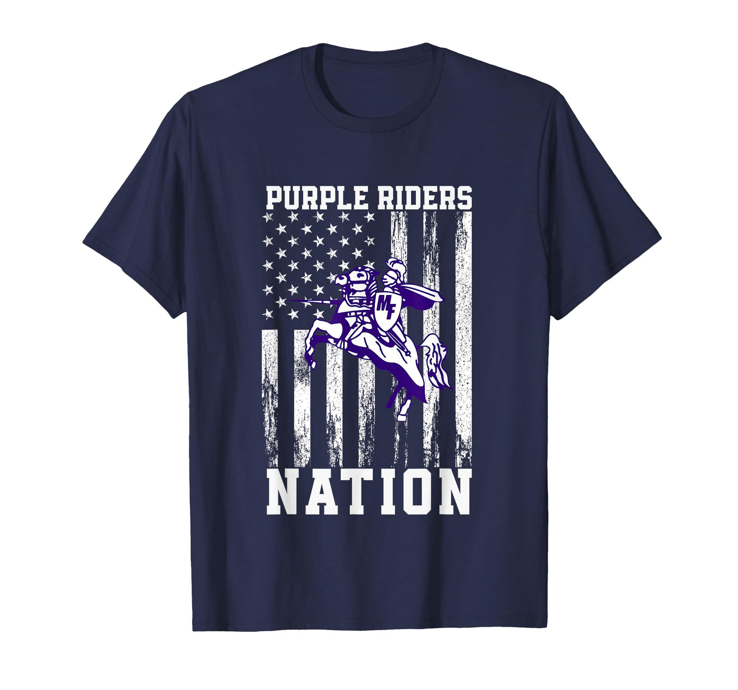 Martins Ferry Purple Riders Logo Nation HS T-Shirt