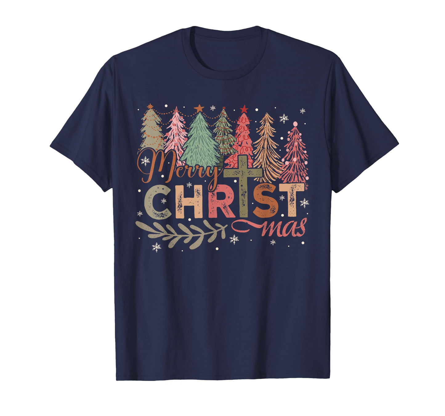 Merry Christmas Christian Faith Cross Christmas Tree Jesus T-Shirt