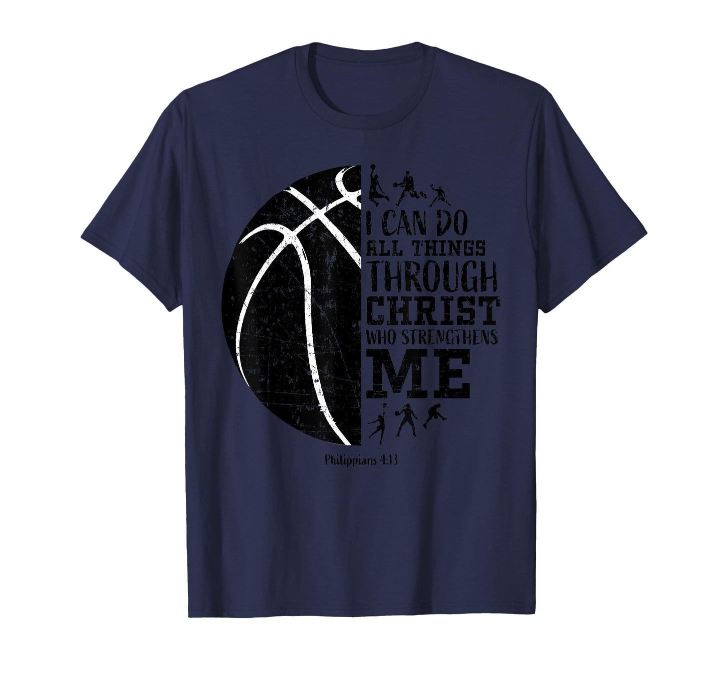 Christian Basketball Shirts Kids Boys Girls Philippians 4 13 T-Shirt