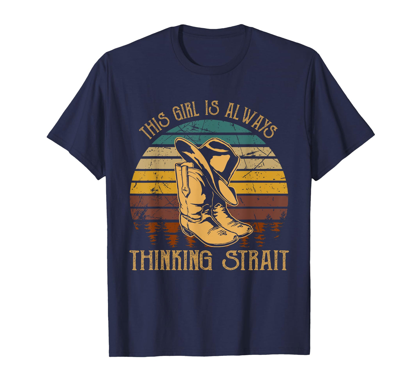 This Girl Is Always Thinking Strait Tees Cowboys Music Lover T-Shirt