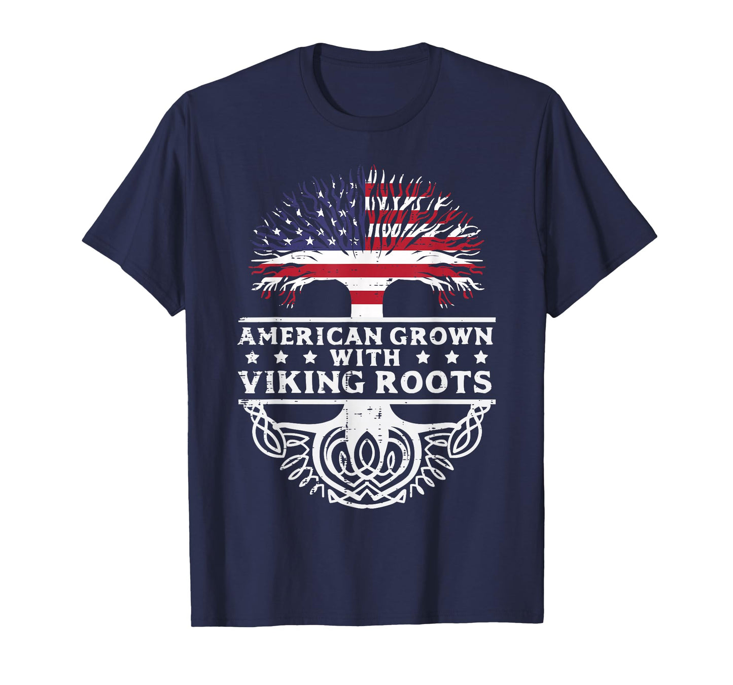 American Grown With Viking Roots US Flag Tree Men Women Kids T-Shirt