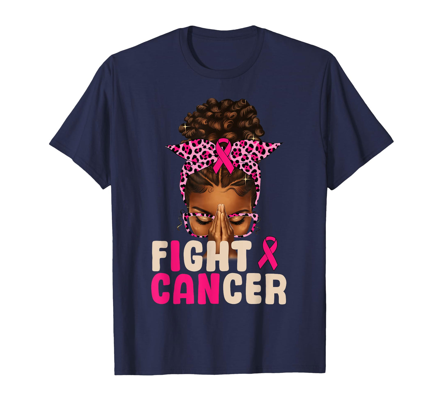 Fight Breast Cancer Afro Black Woman Pray Christian African T-Shirt