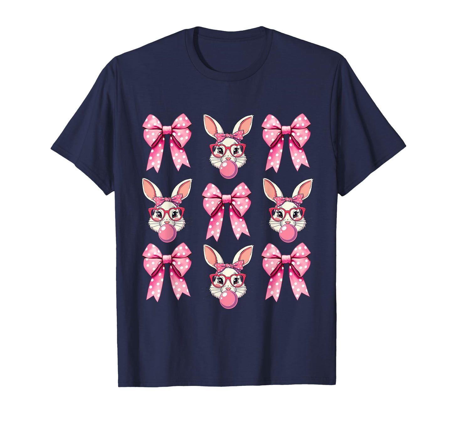 Bunny Face Coquette Bow Easter Day Girl Women T-Shirt