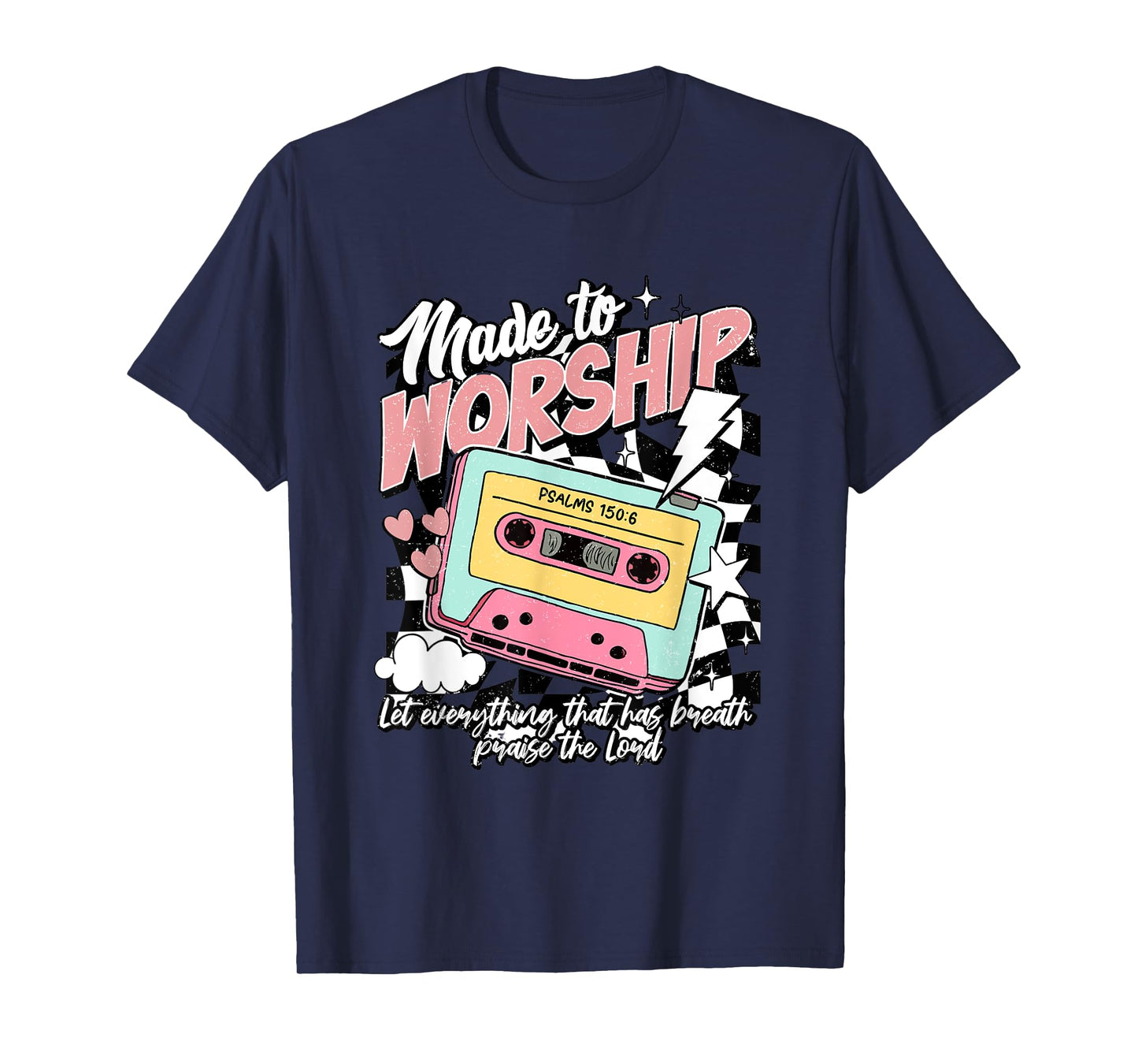 Worship Christian Retro Groovy Religious Praise Psalms 150.6 T-Shirt