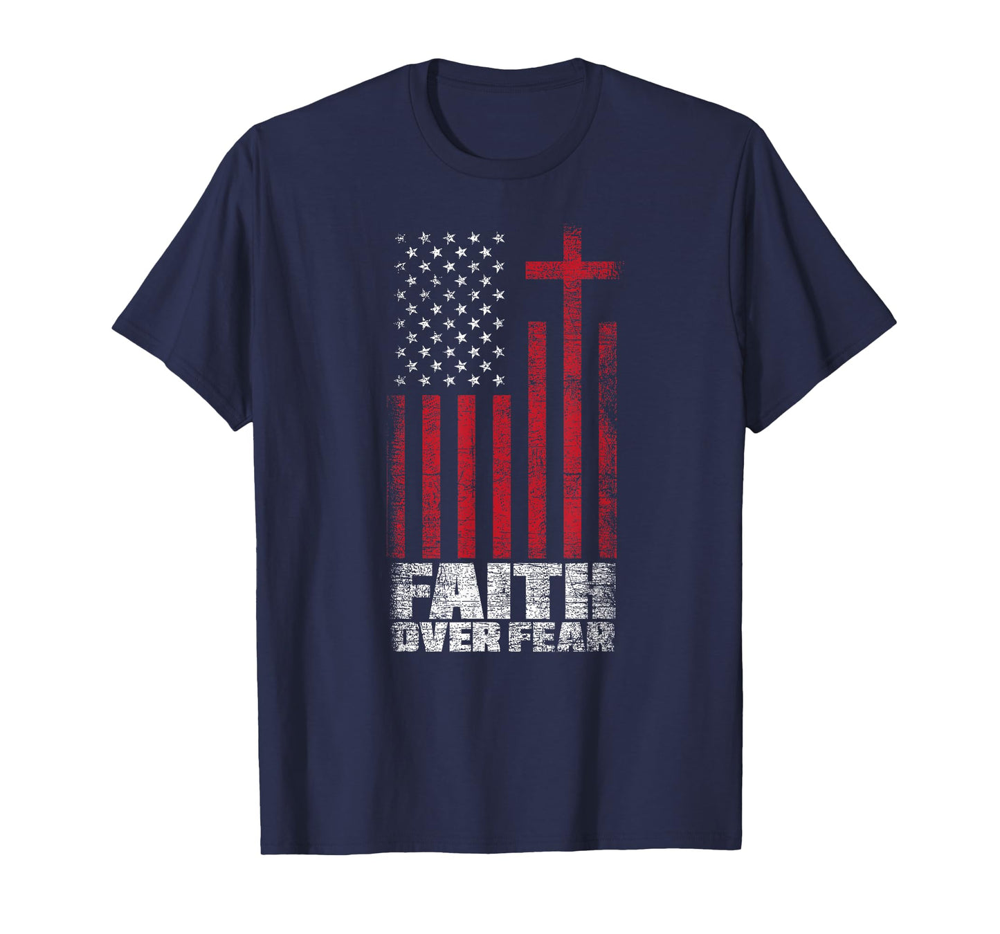 America Pride Faith Over Fear USA Flag Prayer T-Shirt for Women Kids Men