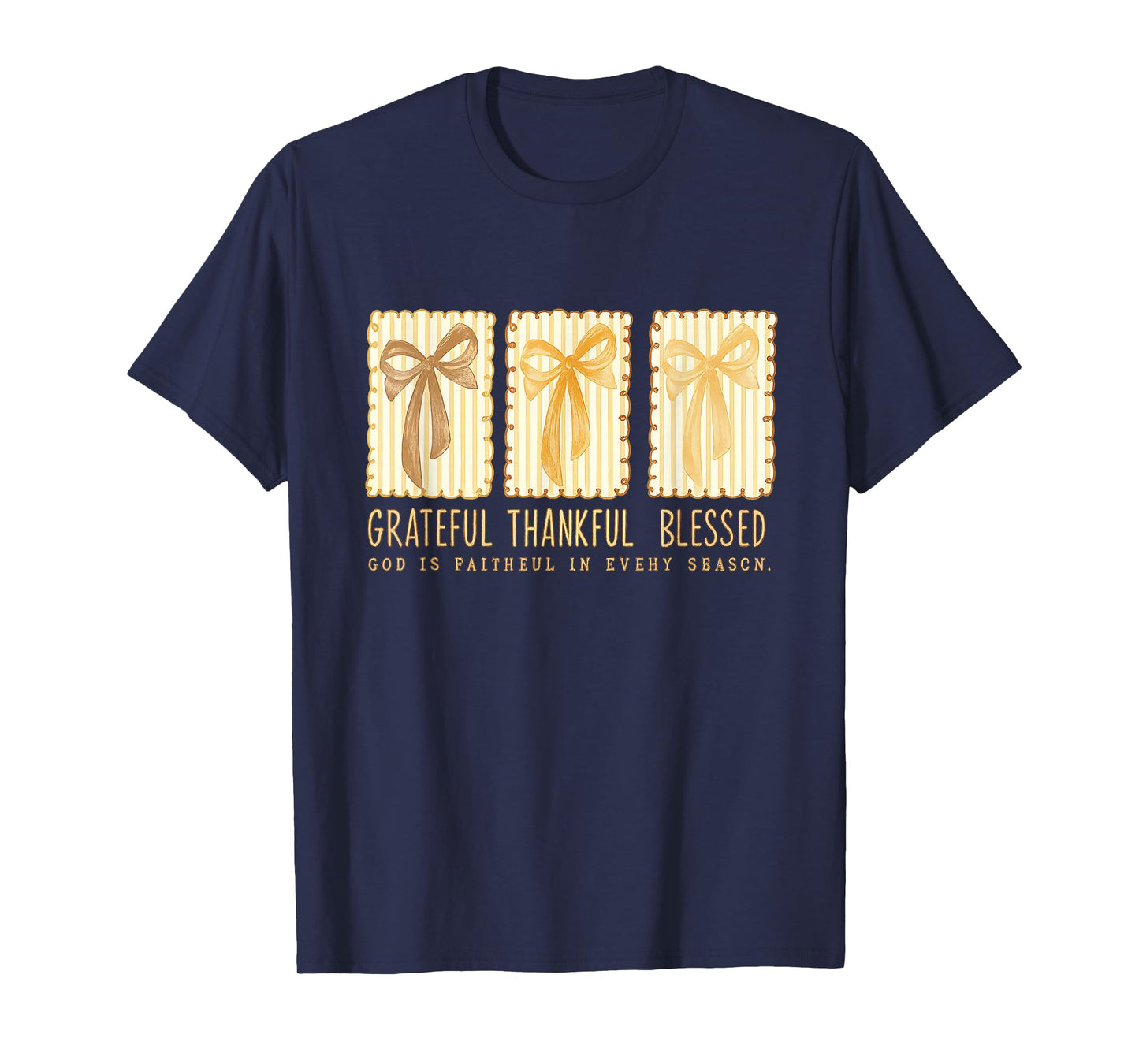 Grateful Thankful Blessed Christian Faith Bow T-Shirt