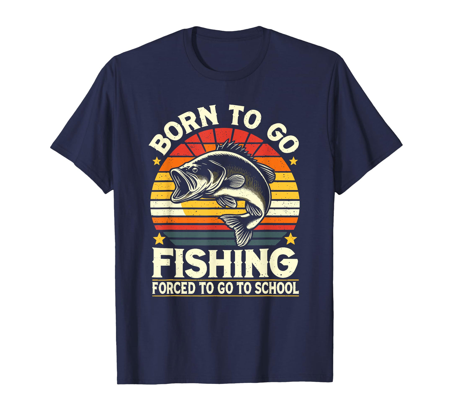 Born To Go Fishing Forced To Go To School, Kids Boys Fishing T-Shirt