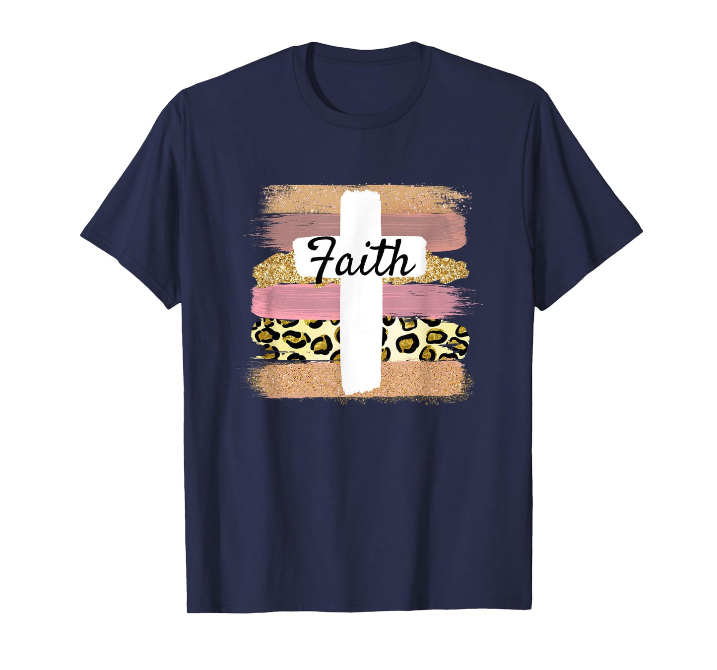 Christian Faith & Cross Leopard Cheetah Ombre Print Jesus T-Shirt