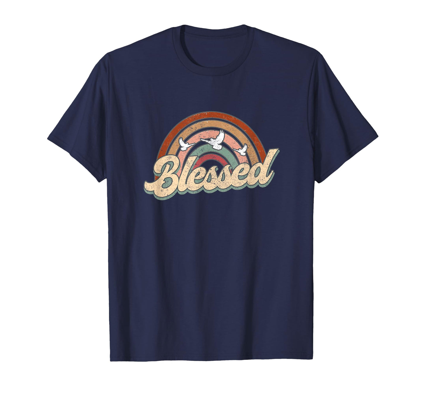 Blessed Retro Vintage Rainbow Christian Jesus God Religious T-Shirt