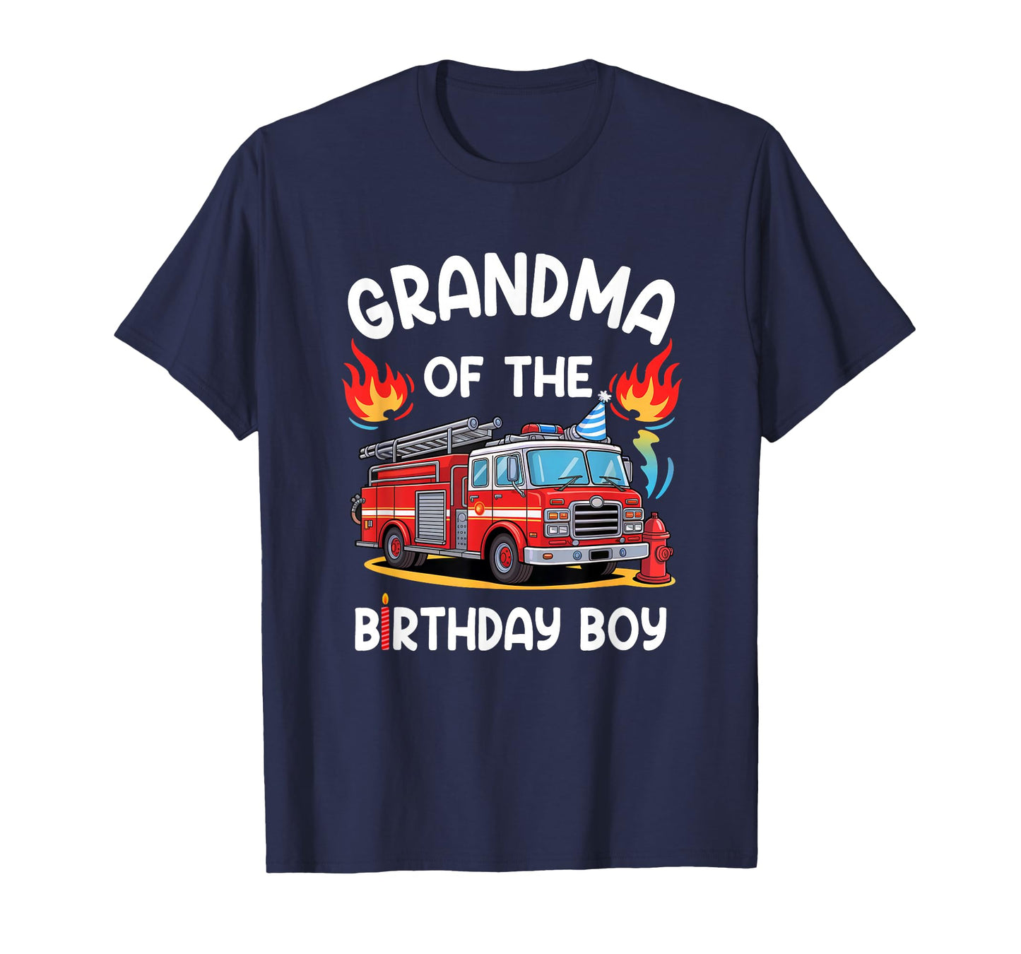 Grandma Of The Birthday Boy Fire Truck Firefighter 1St Party T-Shirt