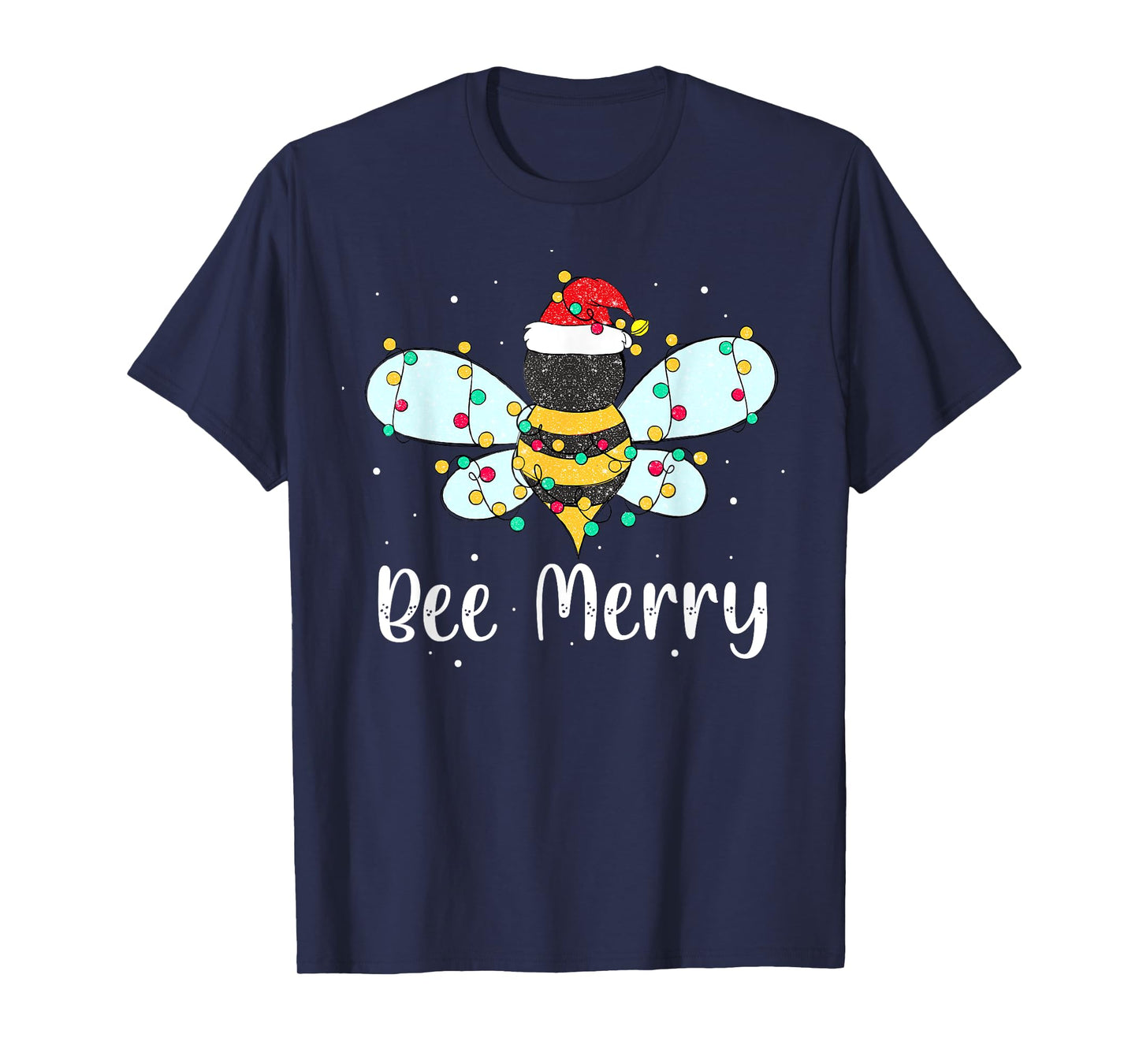 Bee Merry Christmas Cute Bee Xmas Lights Family Matching T-Shirt