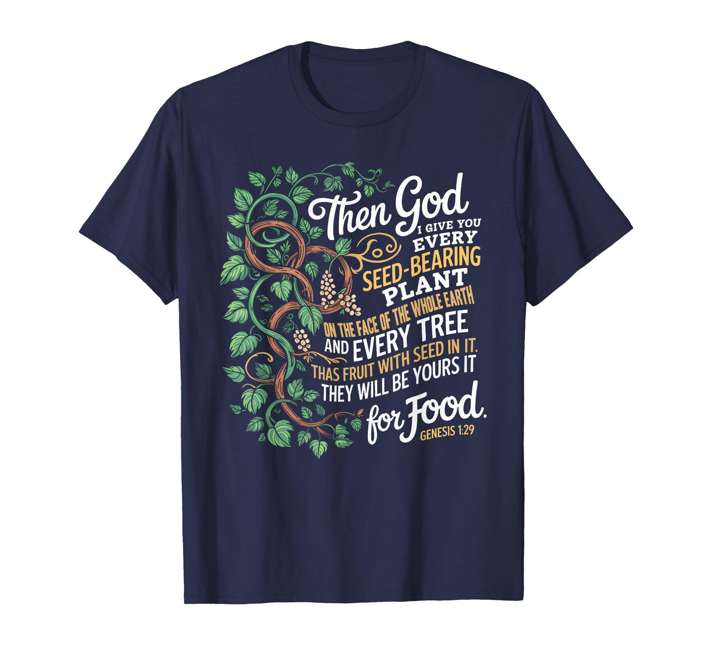 Genesis 1:29 Plant Based Diet Vegan Bible Verse T-Shirt