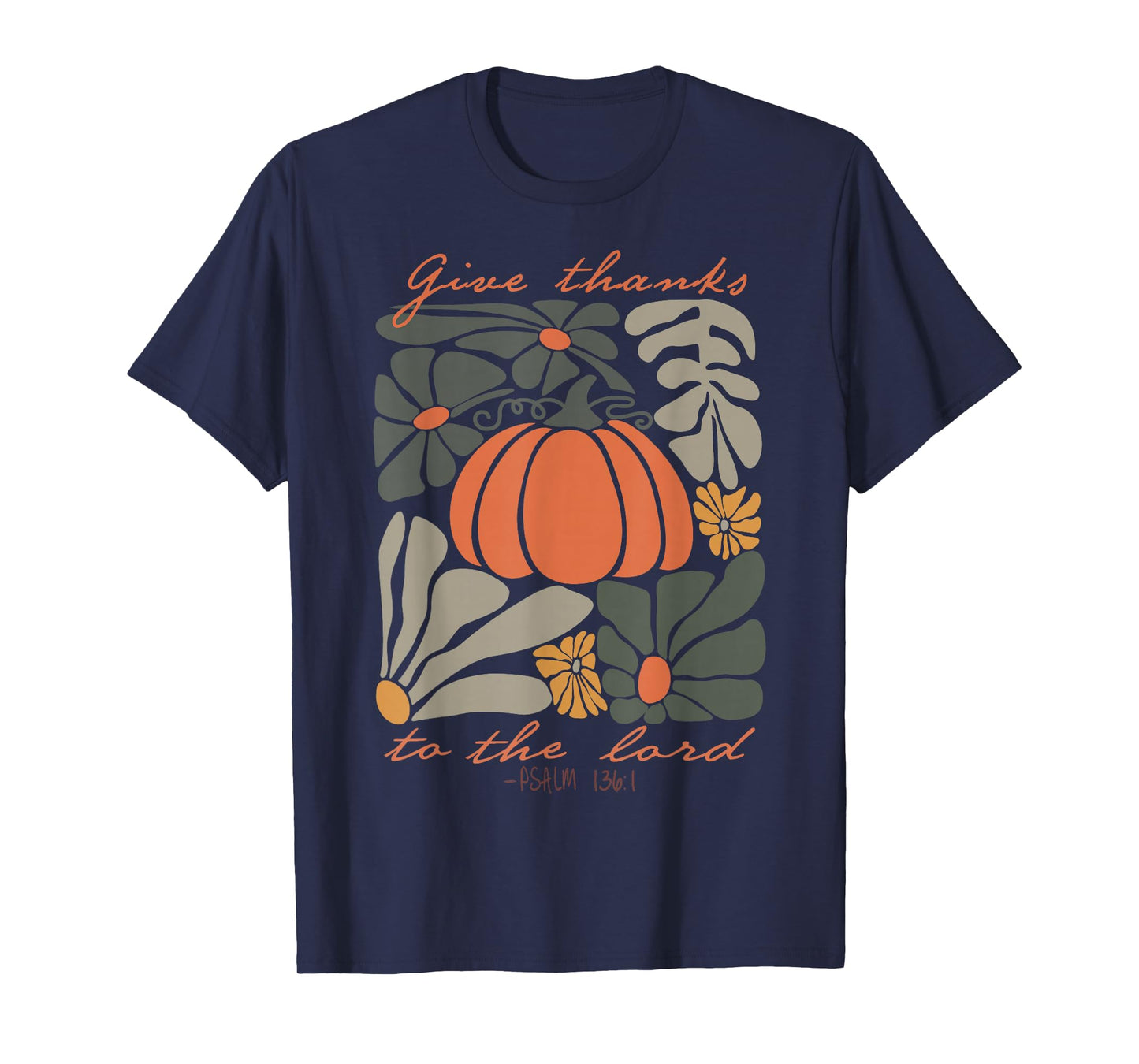 Give Thanks to The Lord Boho Floral Christian Thanksgiving T-Shirt