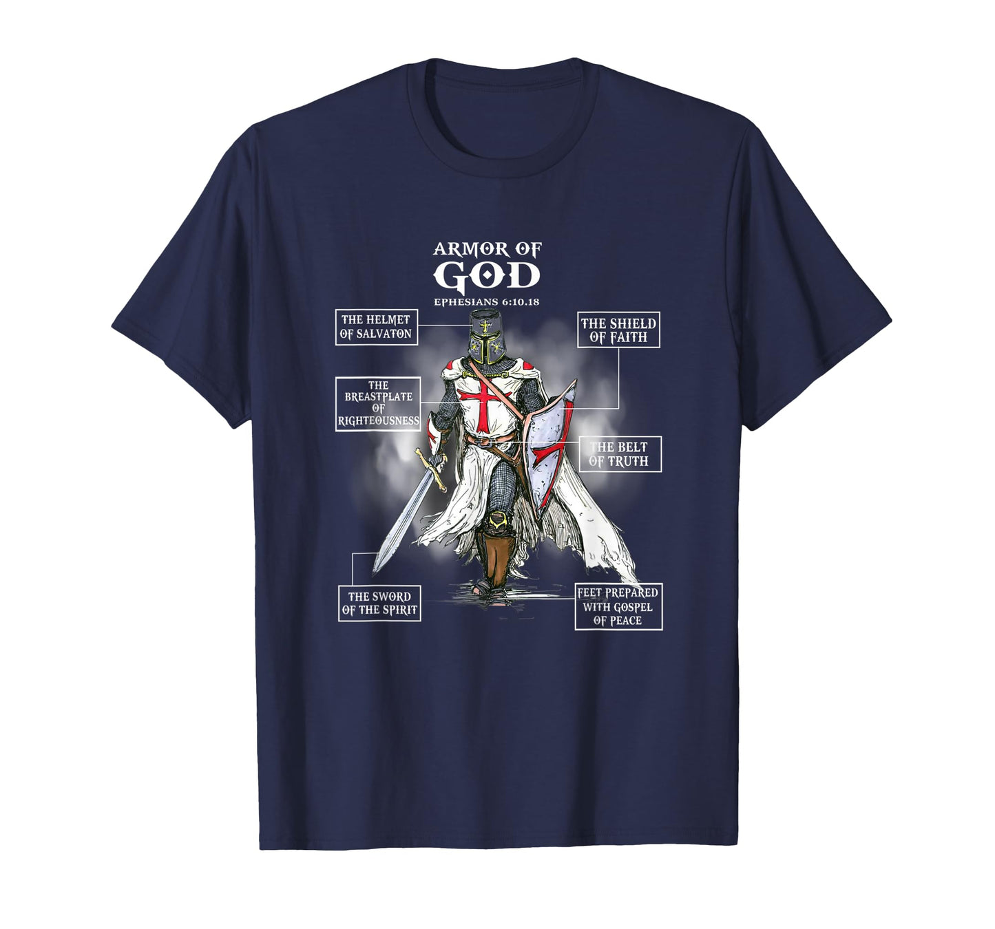 Armor of God Bible Verse Great Warrior Religious Christian T-Shirt