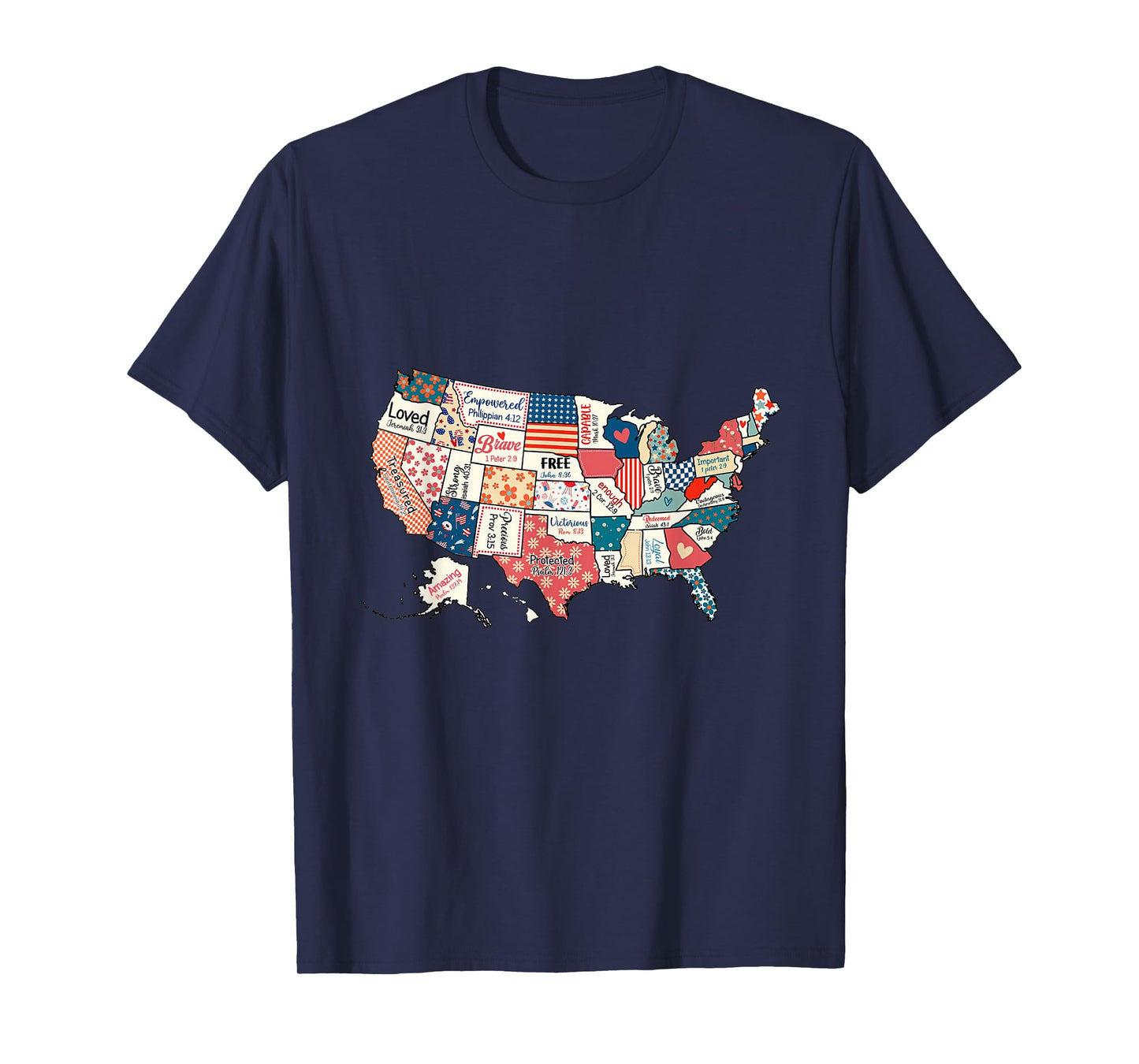 US Map Bible Verses Natural Infant Christian Faith Men Women T-Shirt